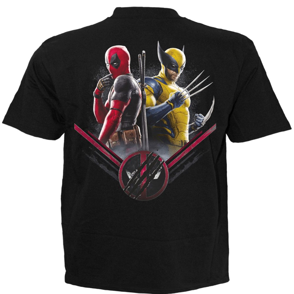 Spiral Marvel Deadpool - Deadpool Wolverine Bullseye Mens Tshirt - Black